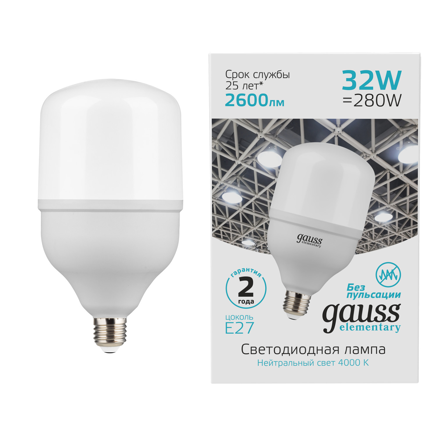 фото Лампа gauss elementary led t100 e27 32w 2700lm 180-240v 6500k 1/20