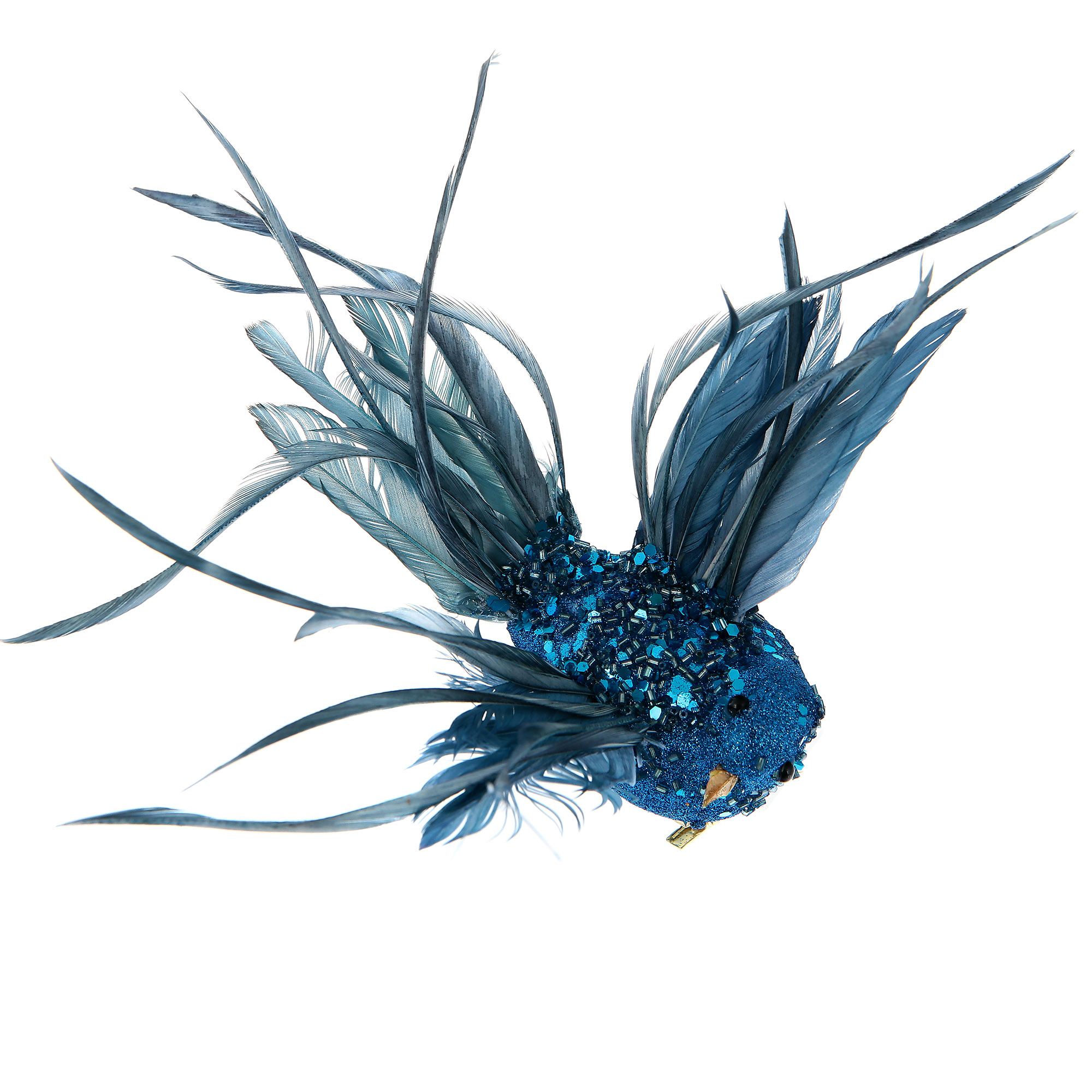 

Птичка на клипсе 20см декор синяя Goodwill