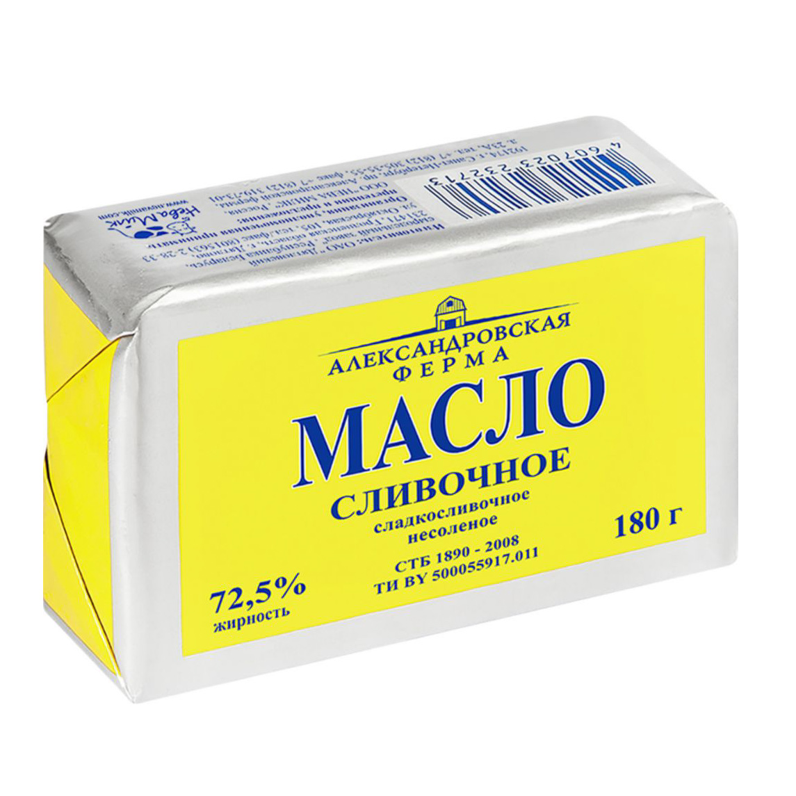 Масло сладко-сливочное Александровская ферма 72,5%, 180 г