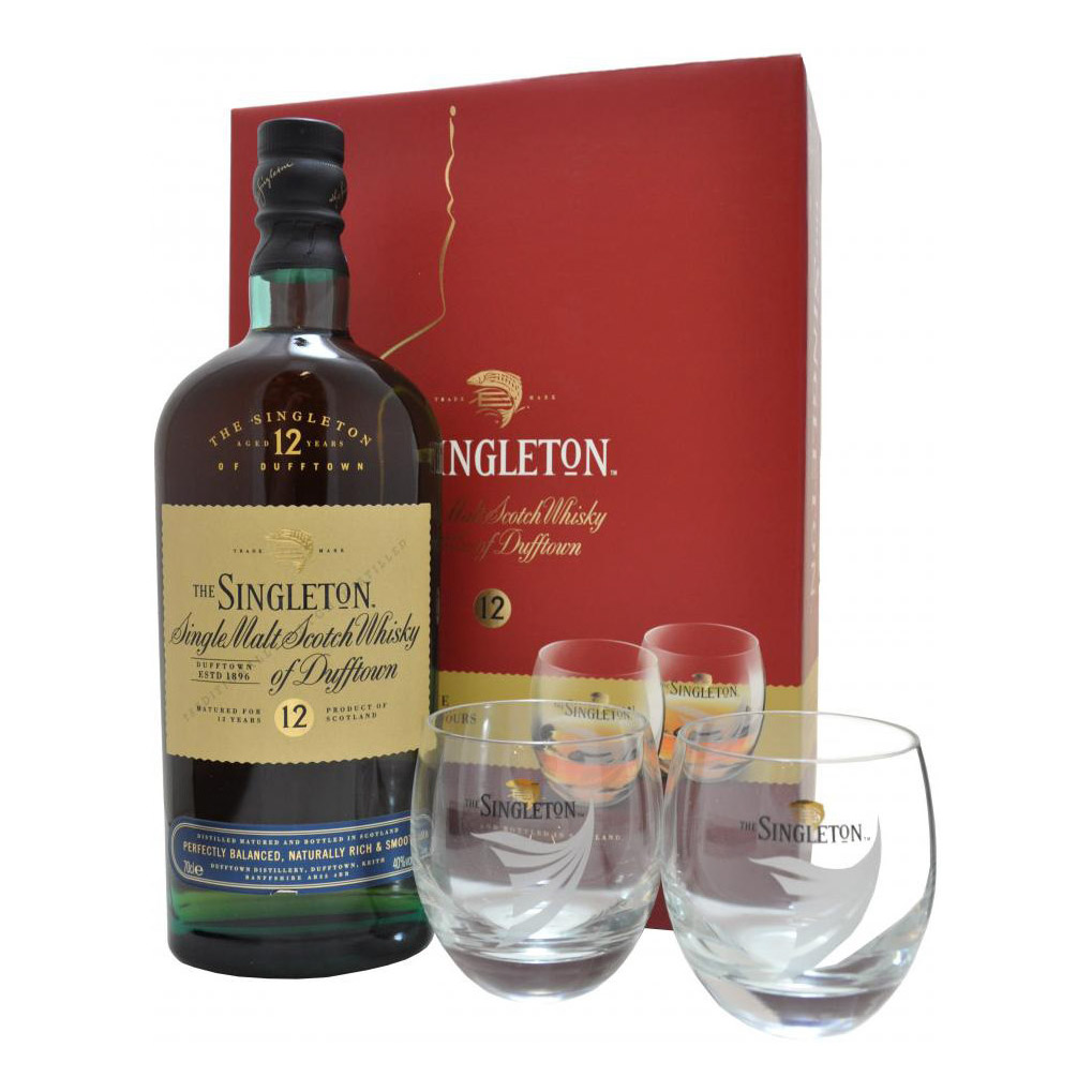 фото Виски singleton of dufftown с двумя стаканами 12 лет 700 мл