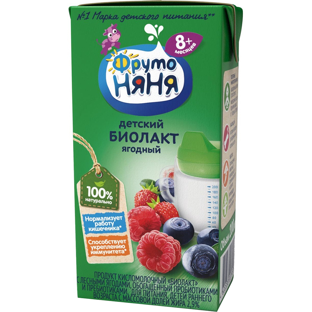 

Биолакт ФрутоНяня С лесными ягодами с 8 месяцев 2,9% 200 мл