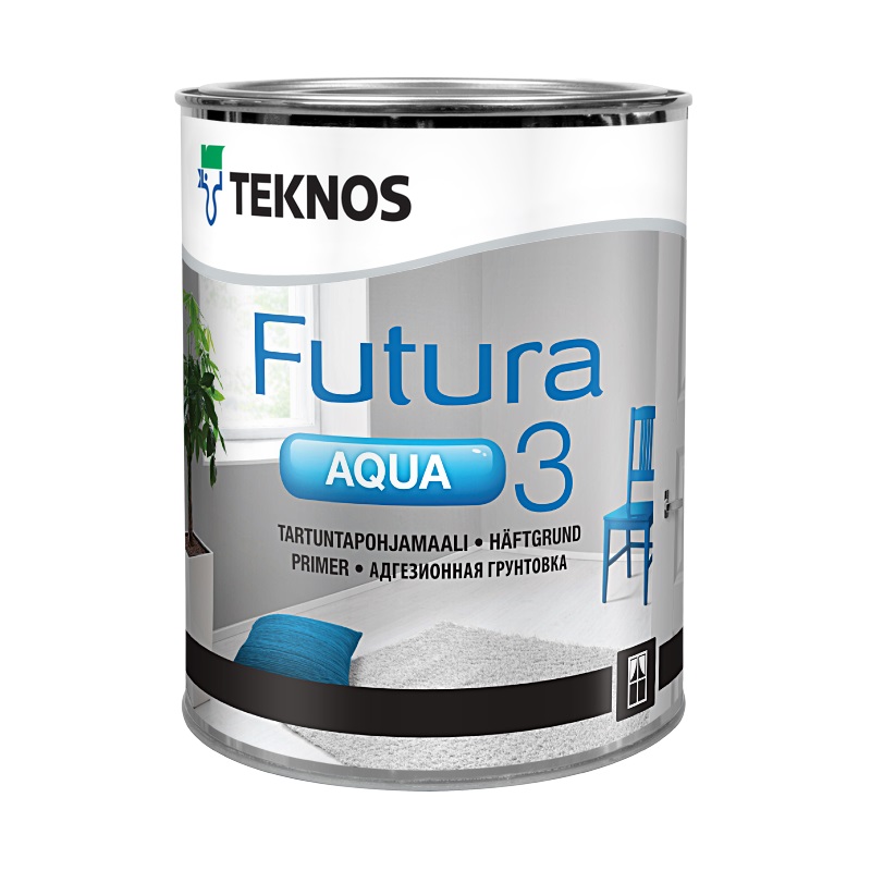 Грунтовка белая матовая Teknos Futura Aqua 3 PM1 1/0,9 л