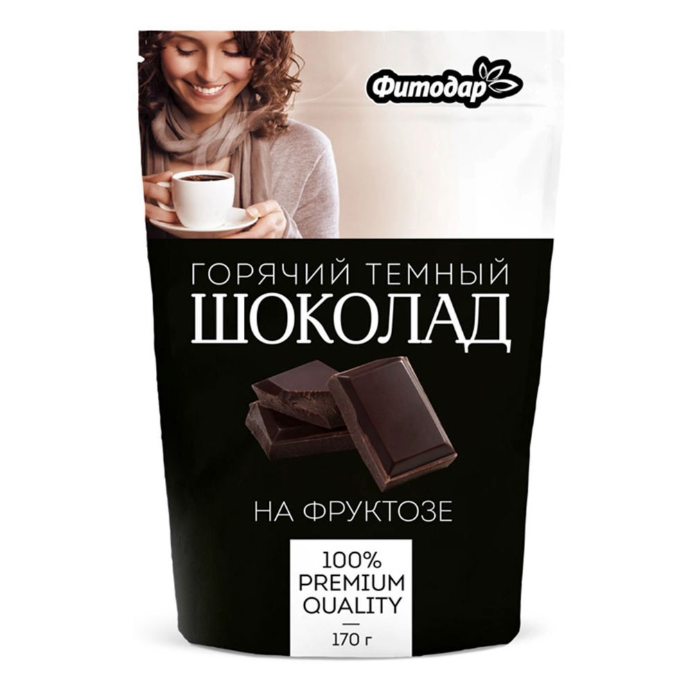 Горячий шоколад Фитодар темный на фруктозе, 170 г