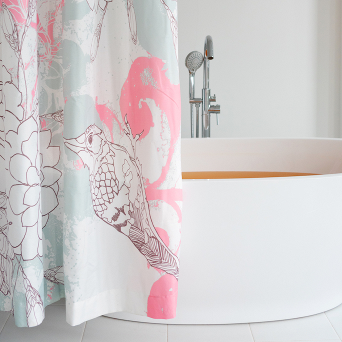 фото Штора для ванной ag concept birds розовая 180х180 см