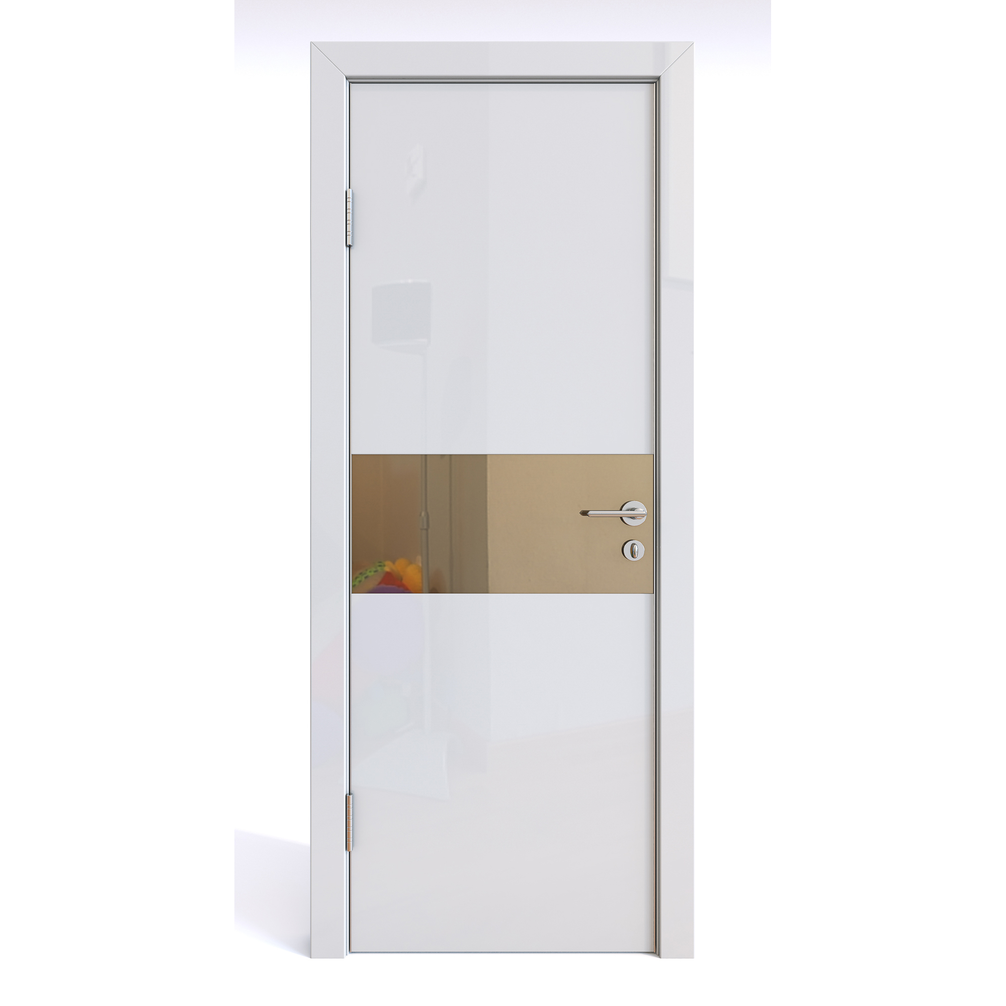 фото Межкомнатная шумоизоляционная дверь до-601/2 белый глянец/бронза 200х90 дверная линия