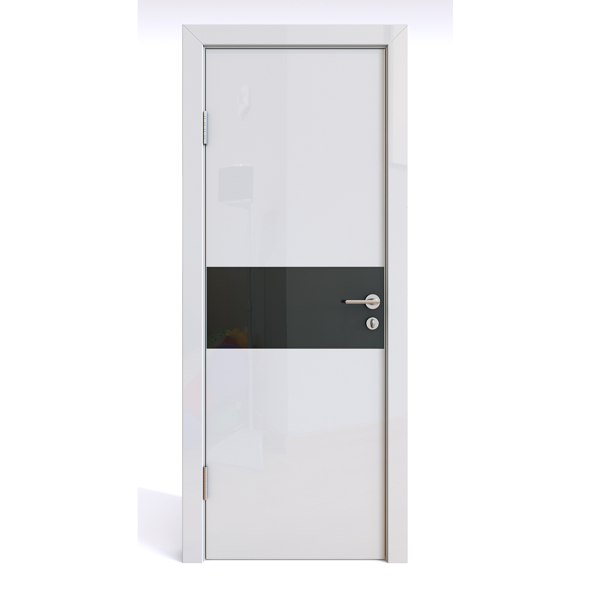 фото Межкомнатная шумоизоляционная дверь до-601/2 белый глянец/черное 200х60 дверная линия