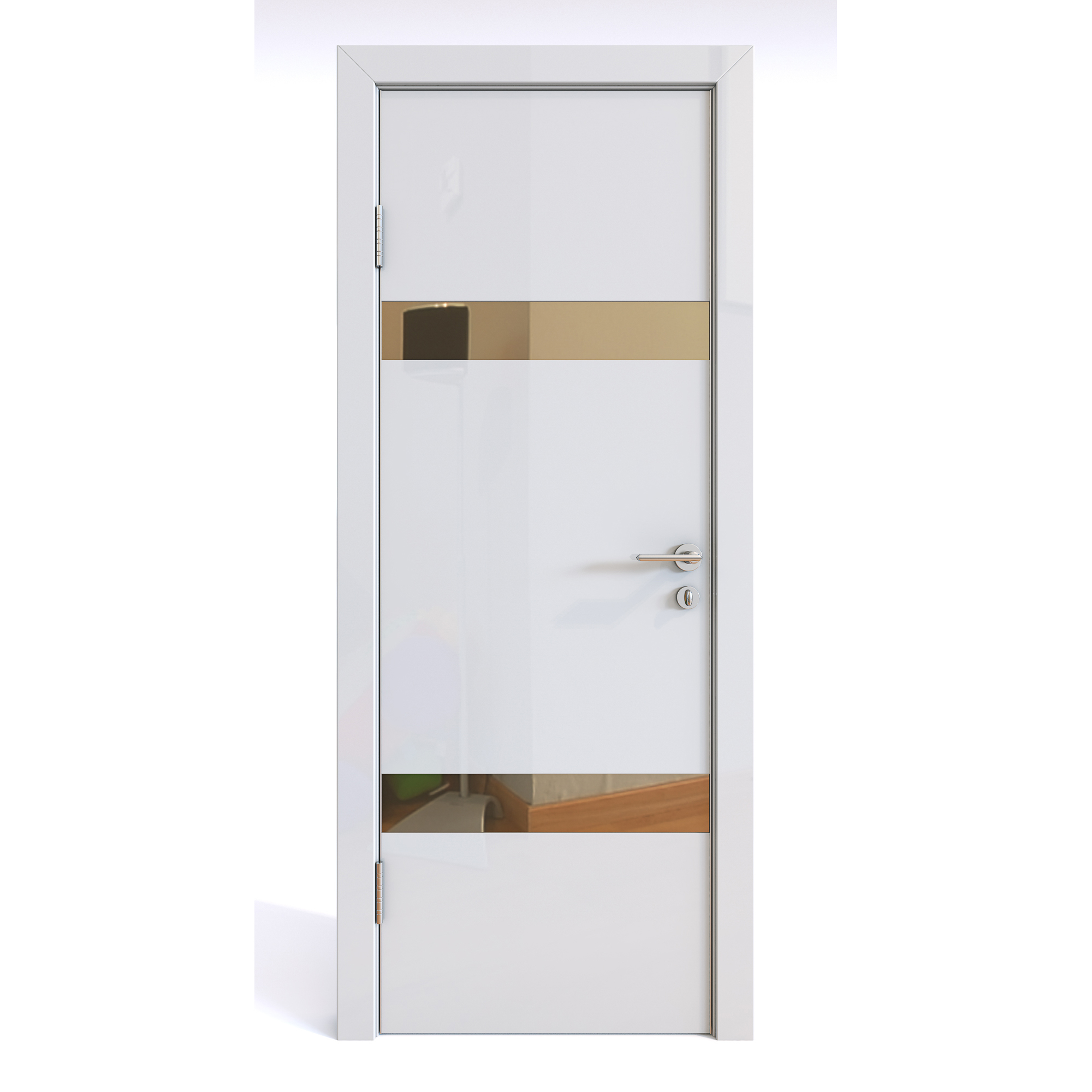 фото Межкомнатная шумоизоляционная дверь до-602 белый глянец/бронза 200х80 дверная линия