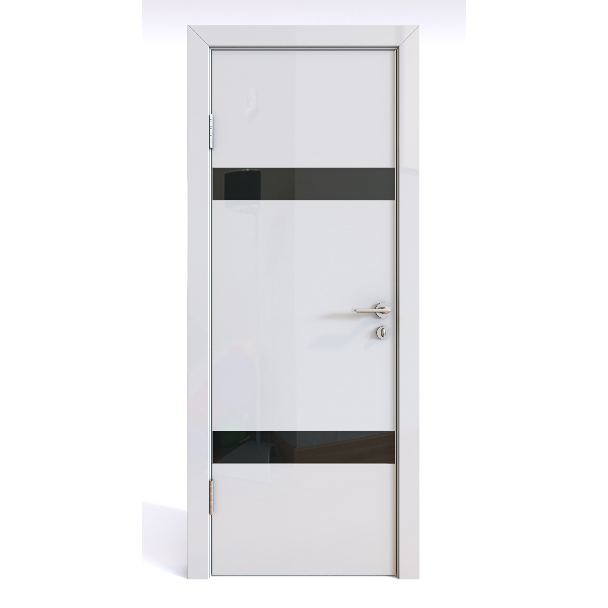 фото Межкомнатная шумоизоляционная дверь до-602/2 белый глянец/черное 200х60 дверная линия