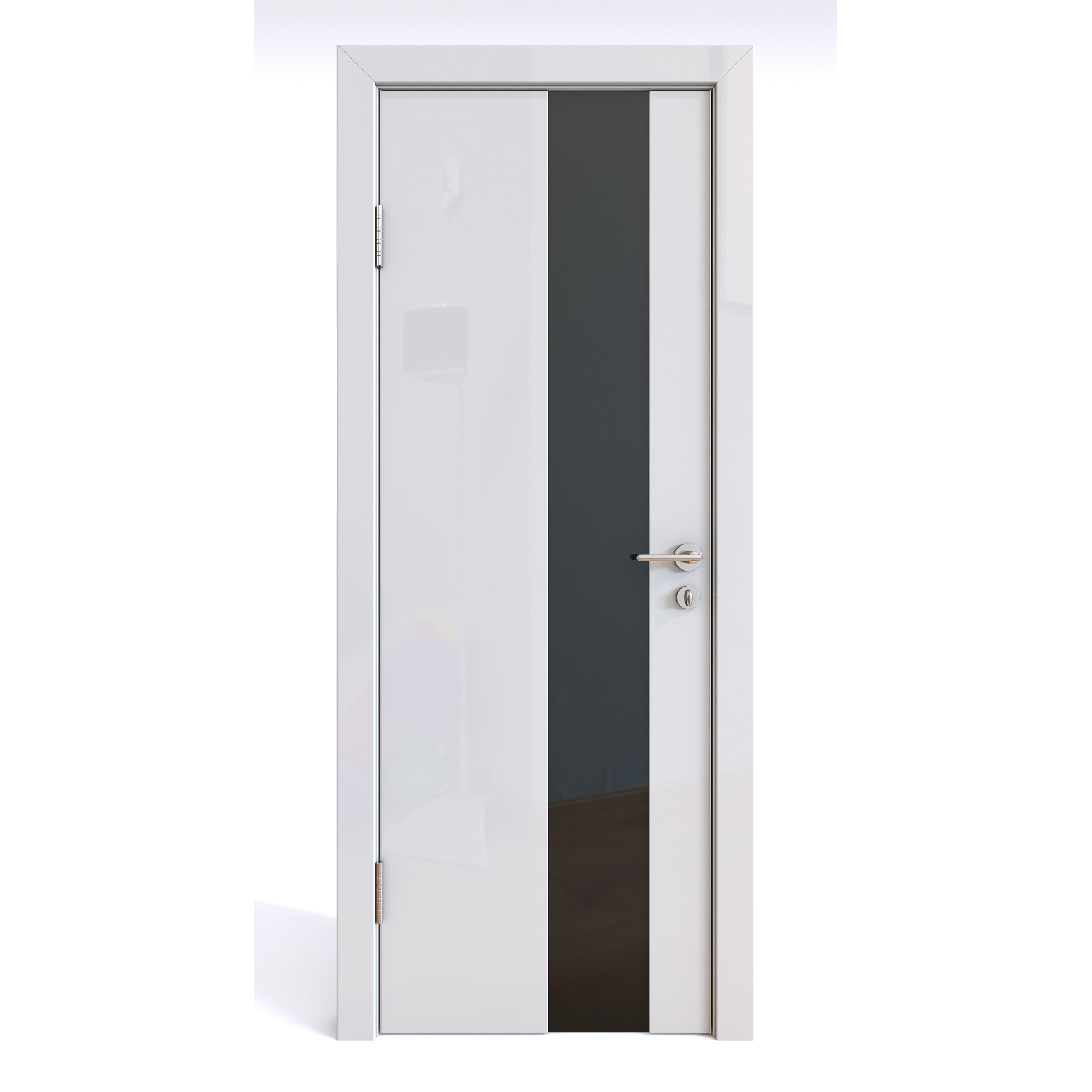 фото Межкомнатная шумоизоляционная дверь до-604 белый глянец/черное 200х60 дверная линия