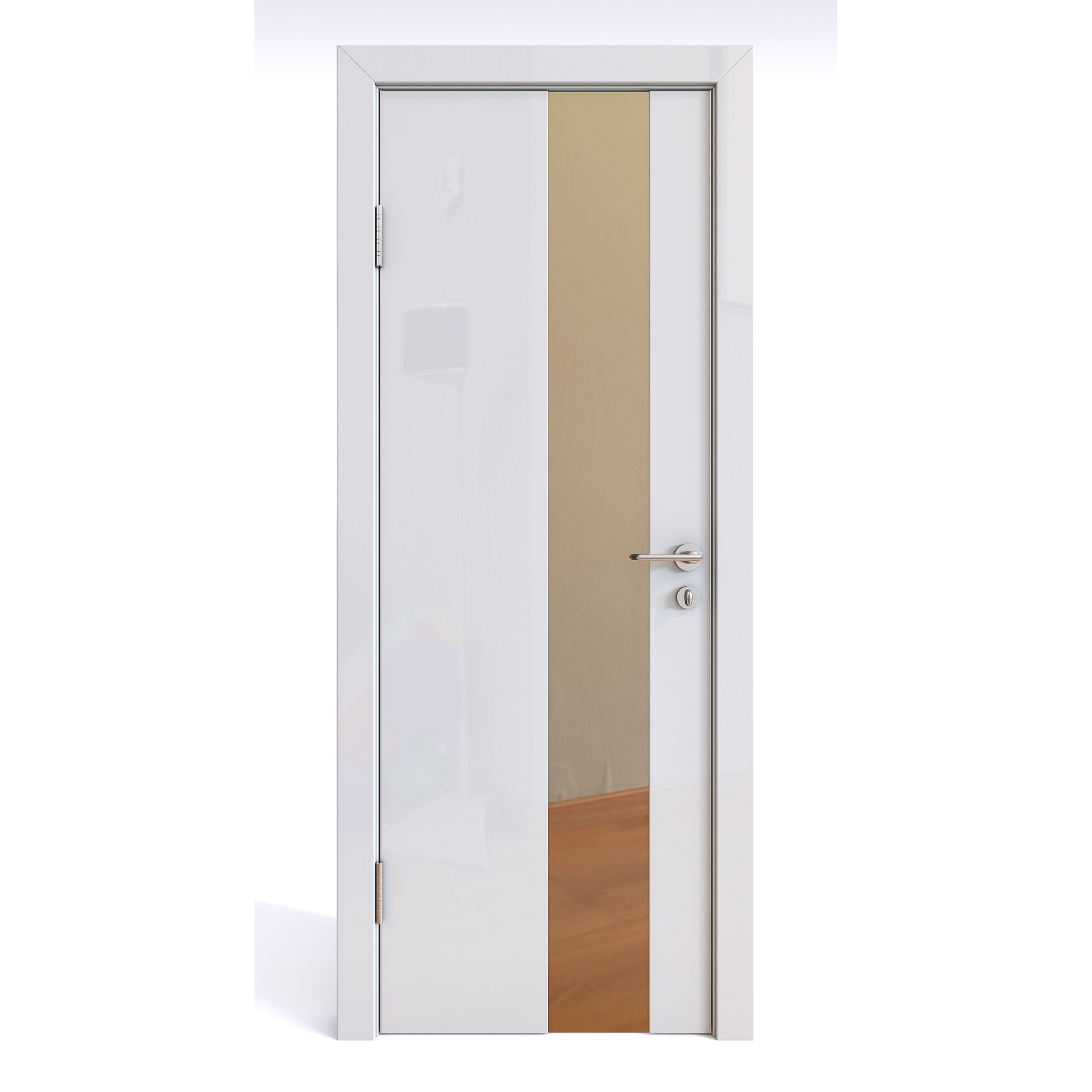 фото Межкомнатная шумоизоляционная дверь до-604/2 белый глянец/бронза 200х60 дверная линия