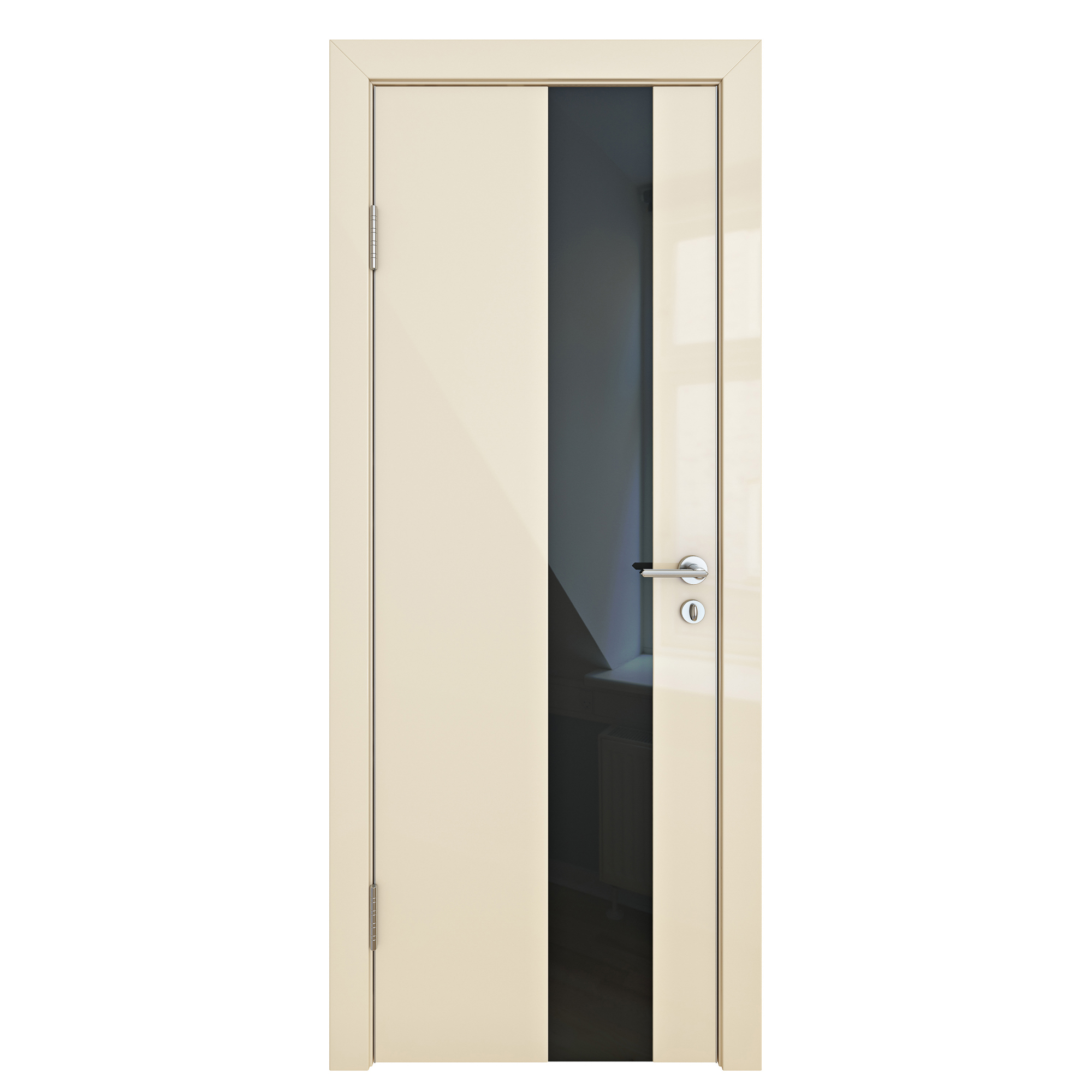 фото Межкомнатная шумоизоляционная дверь до-604/2 ваниль глянец/черное 200х60 дверная линия