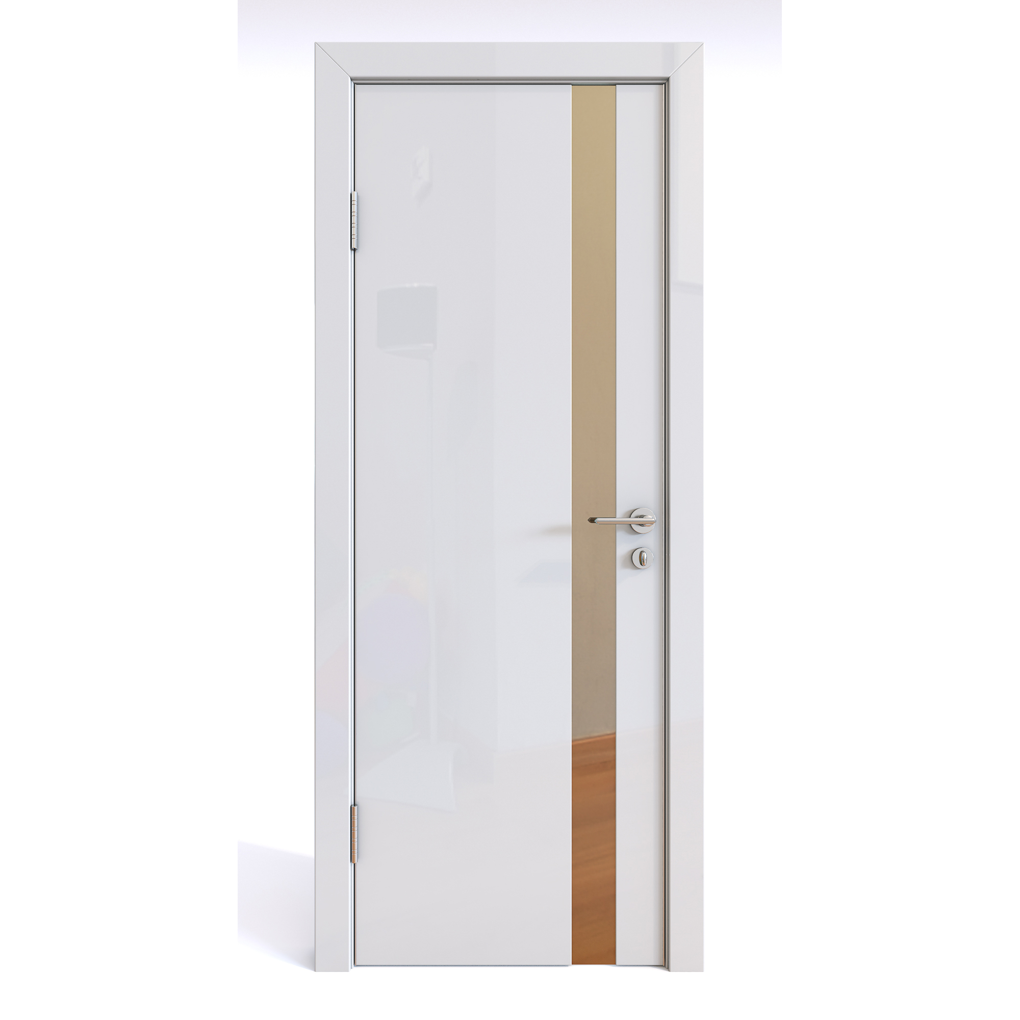 фото Межкомнатная шумоизоляционная дверь до-607 белый глянец/бронза 200х80 дверная линия