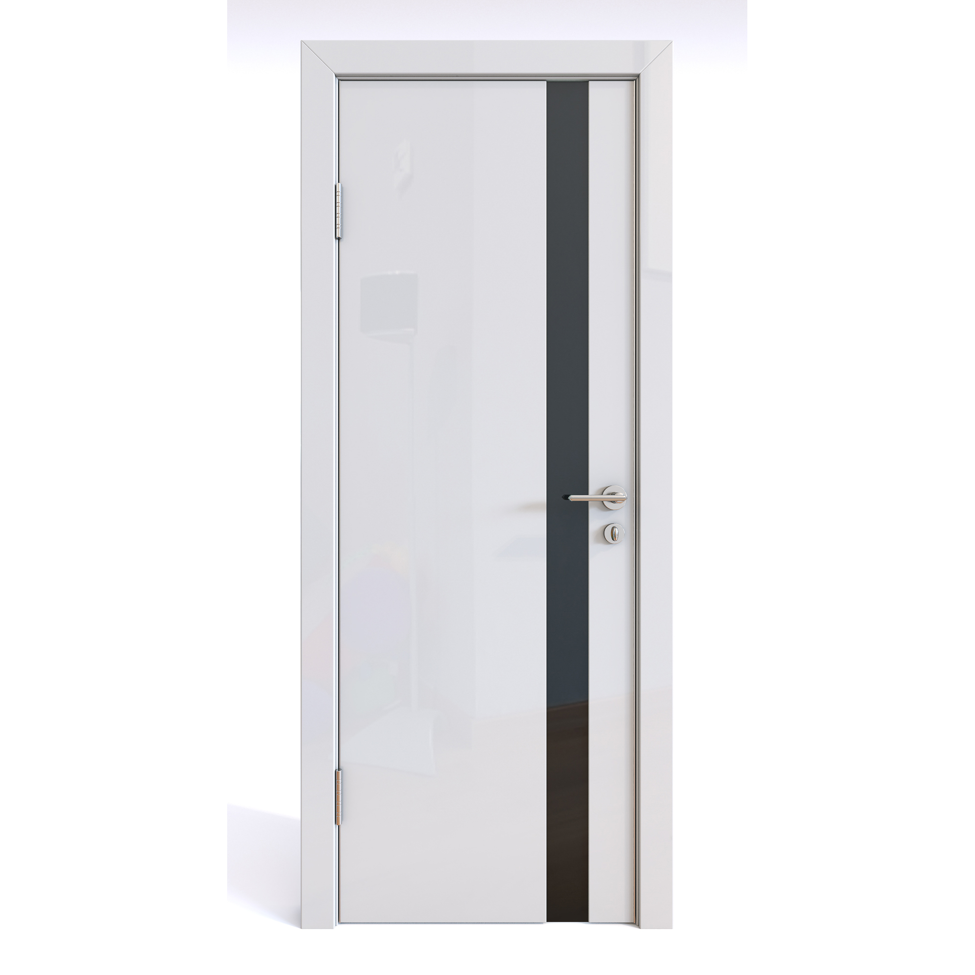 фото Межкомнатная шумоизоляционная дверь до-607 белый глянец/черное 200х70 дверная линия