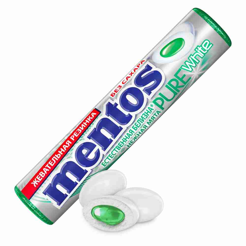 фото Жевательная резинка mentos pure white нежная мята, 15,5 г