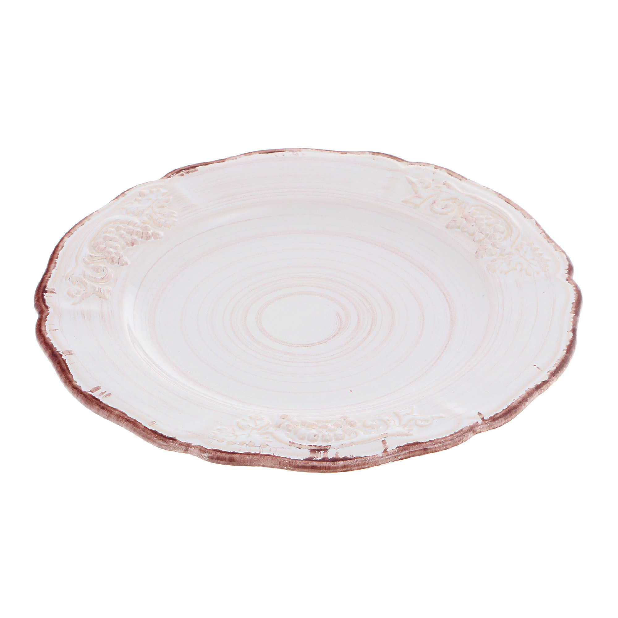

Тарелка Royal stoneware барокко бело-коричневая 22 см