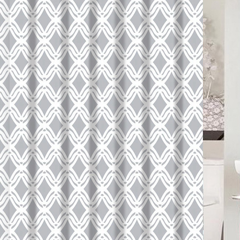 фото Штора для ванной primanova matrix белая с серым 180х200 см