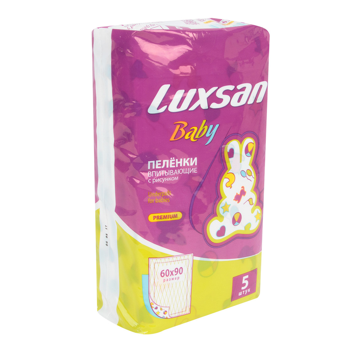 

Пеленки Luxsan с рисунком 60*90 см 5 шт, Белый