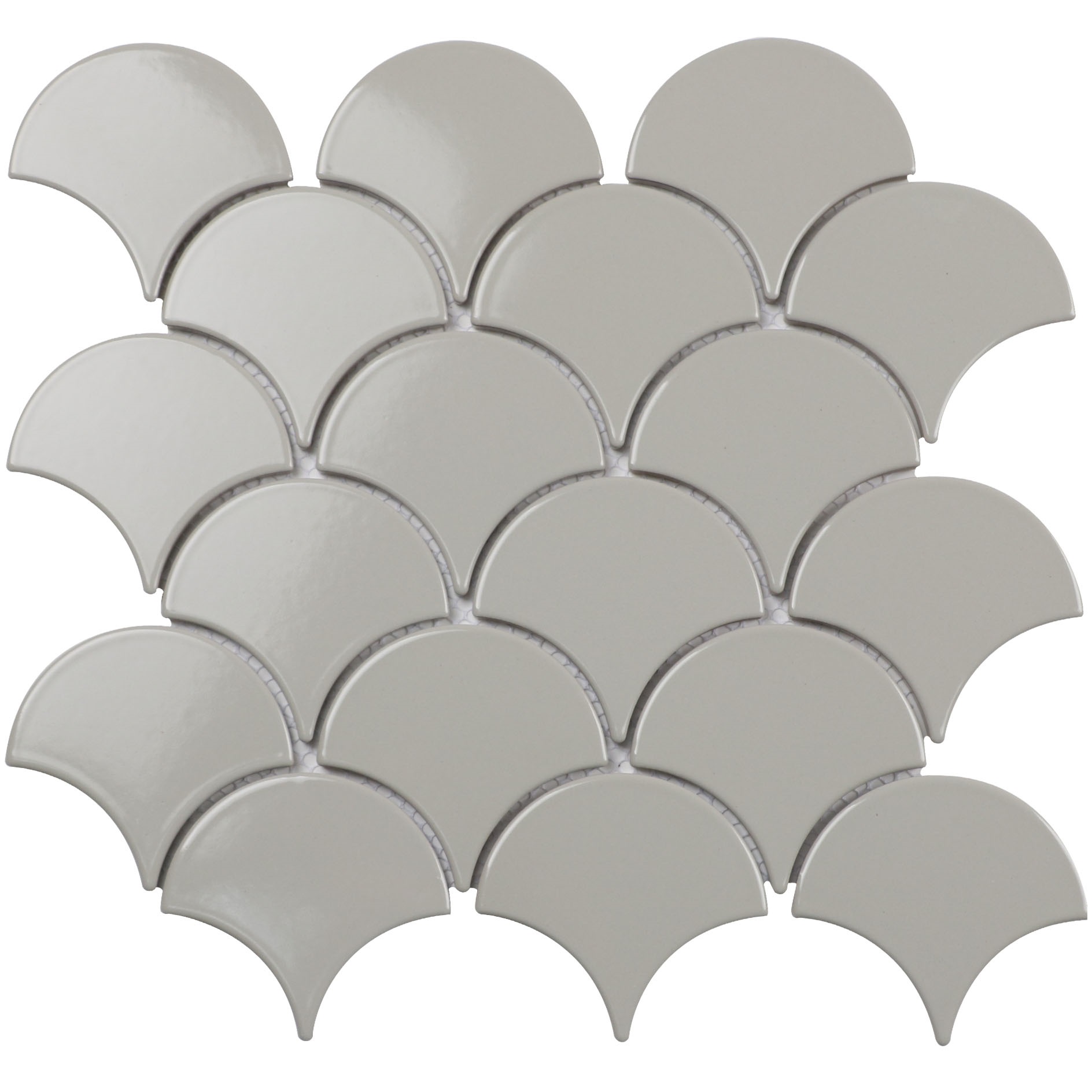 фото Декор starmosaic керамическая мозаика fan shape light grey 29,3х27,4 см