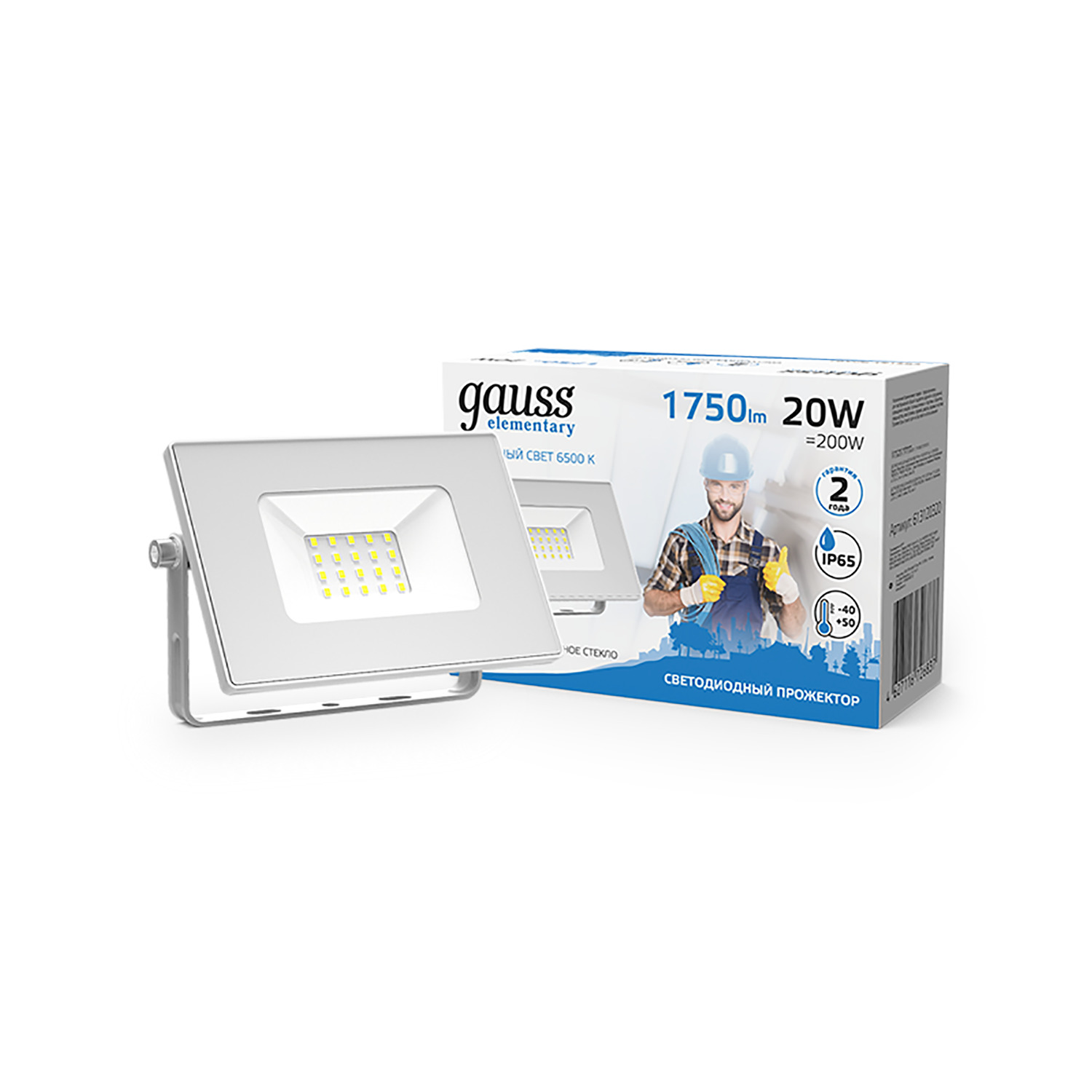 фото Прожектор светодиодный gauss led 20w 1350lm ip65 6500к белый 1/30