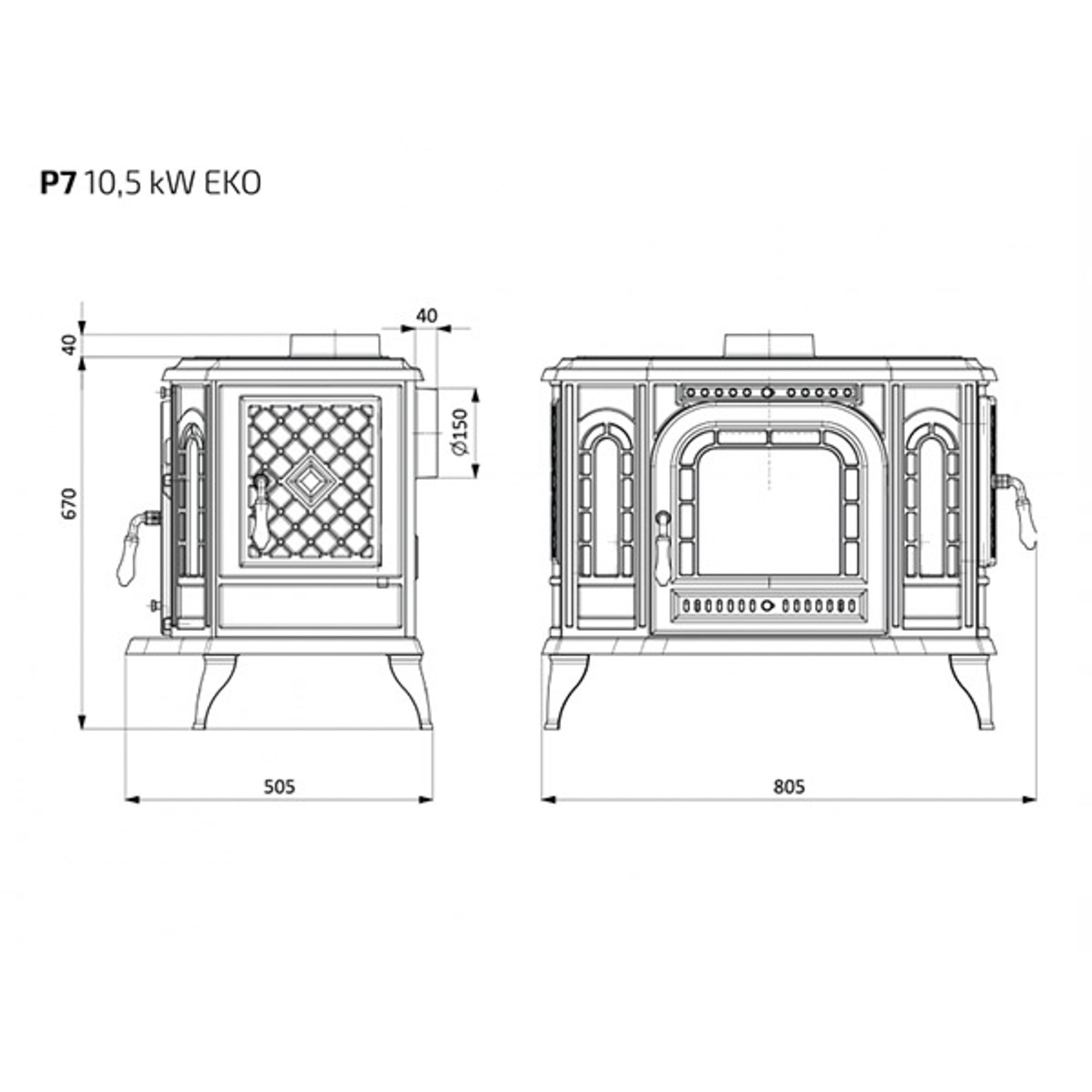 фото Печь чугунная kaw-met p7 10.5 kw