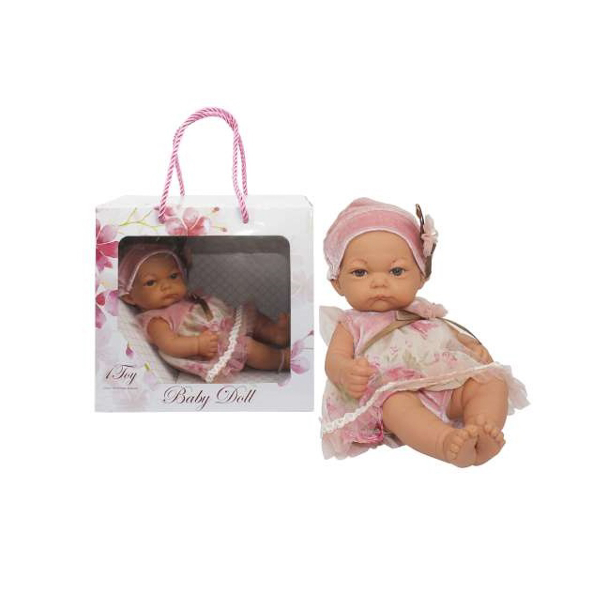 

Пупс 1TOY Baby Doll в цветном розовом платьице и шапочке с бантиком 25 см