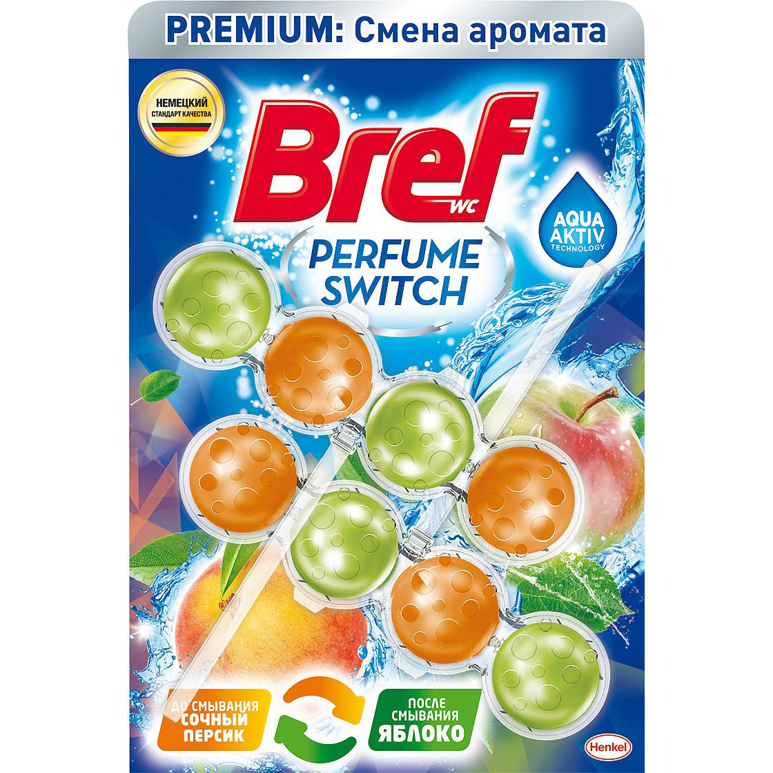 фото Туалетный блок bref perfume switch сочный персик - яблоко 2х50 г