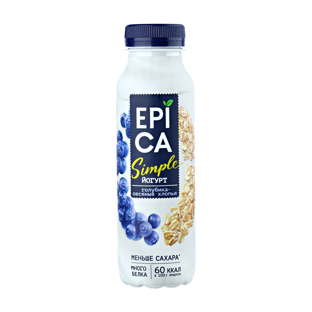 Йогурт Epica Simple голубика, овсяные хлопья 1,2% 290 г - фото 1