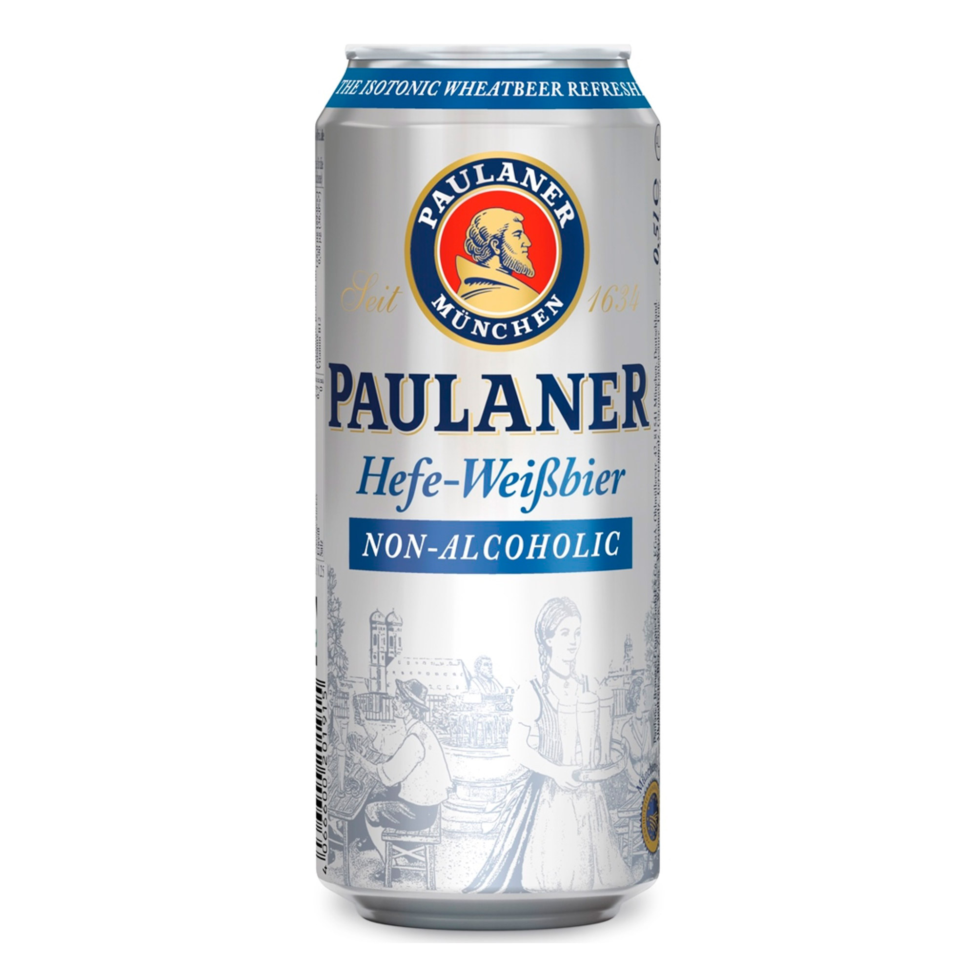 фото Пиво светлое безалкогольное paulaner hefe-weissbier non-alcoholic нефильтрованное 0,5 л