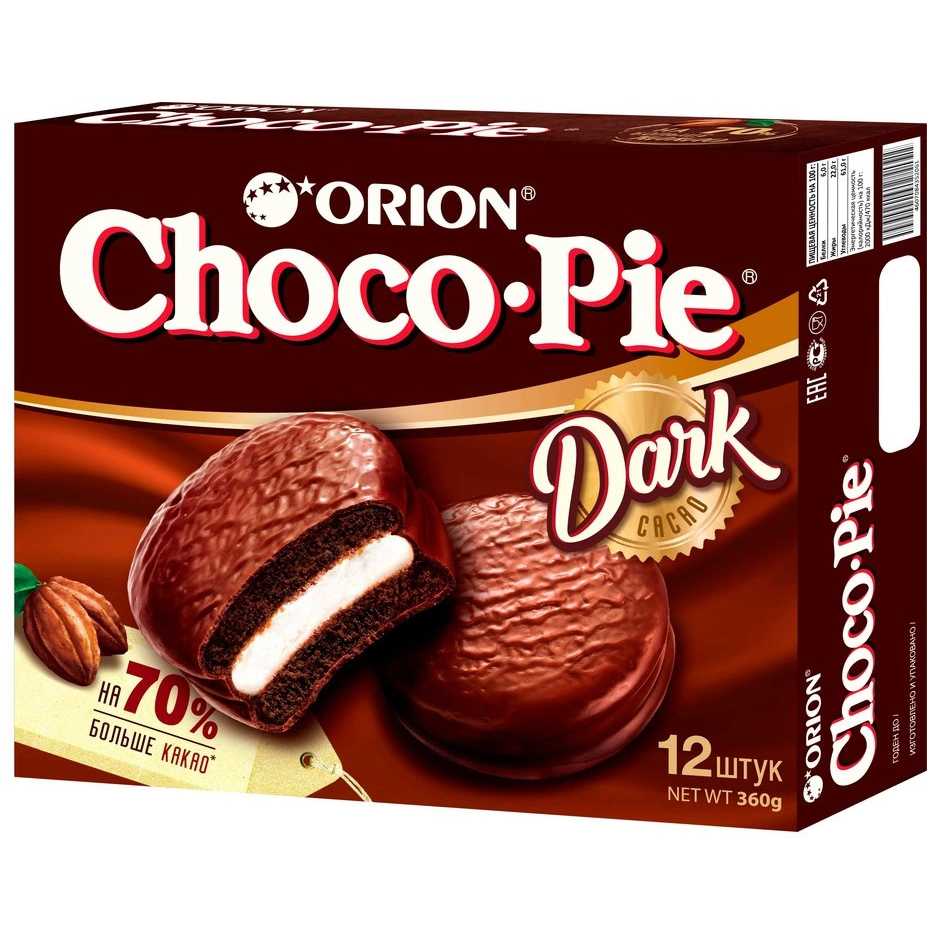 Пирожное Choco Pie Dark в шоколадной глазури 360 г