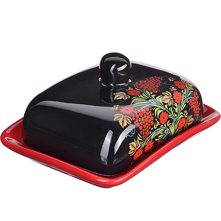 

Маслёнка с крышкой Loraine Рябина, Черный;красный;зеленый;золотой