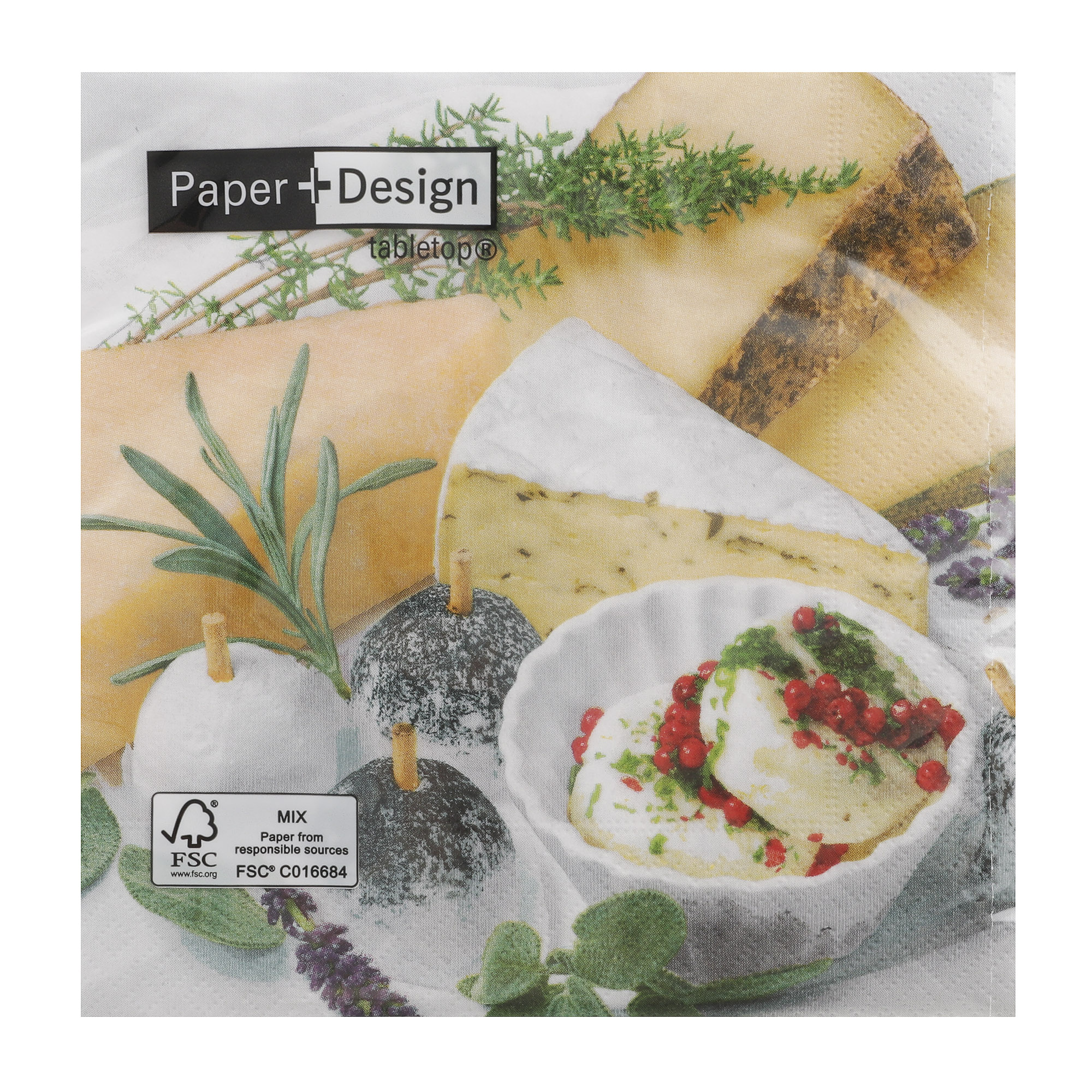 Салфетки Paper+design 3-х слойные вкусный сыр