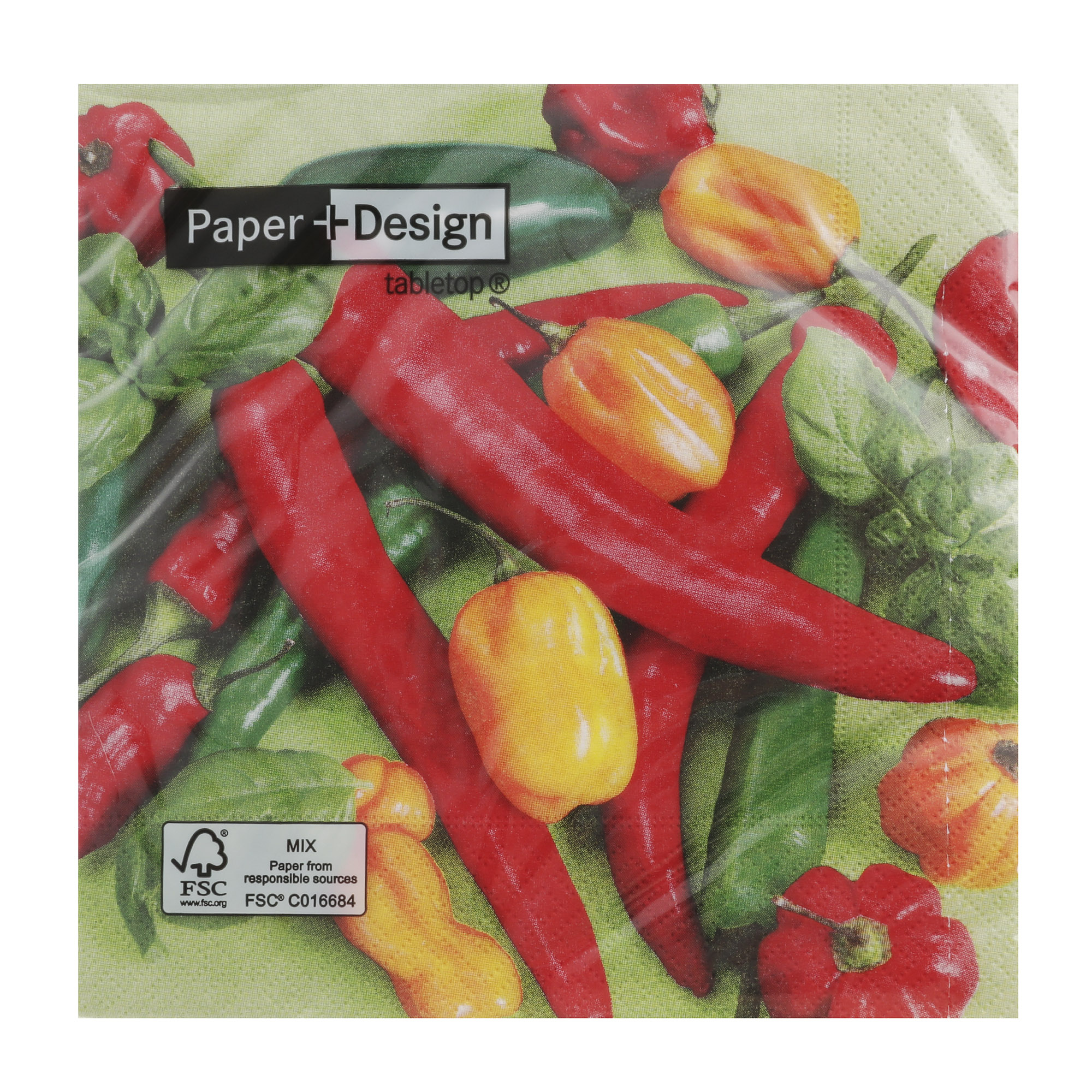 фото Салфетки paper+design 3-х слойные перец чили