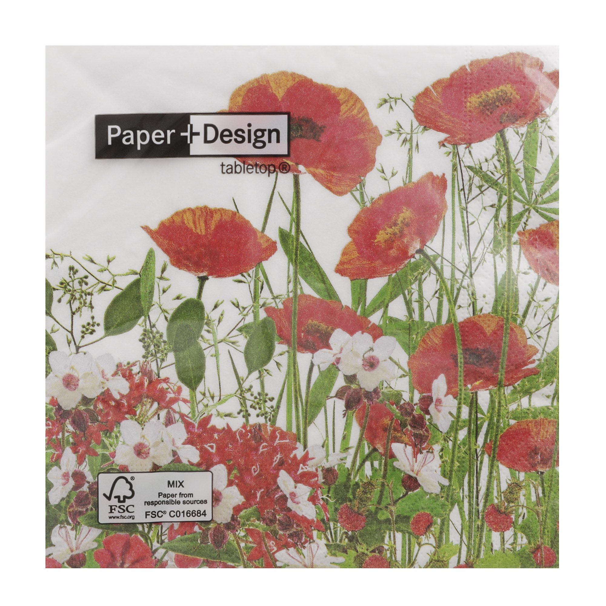 фото Салфетки paper+design 3-х слойные красная поляна