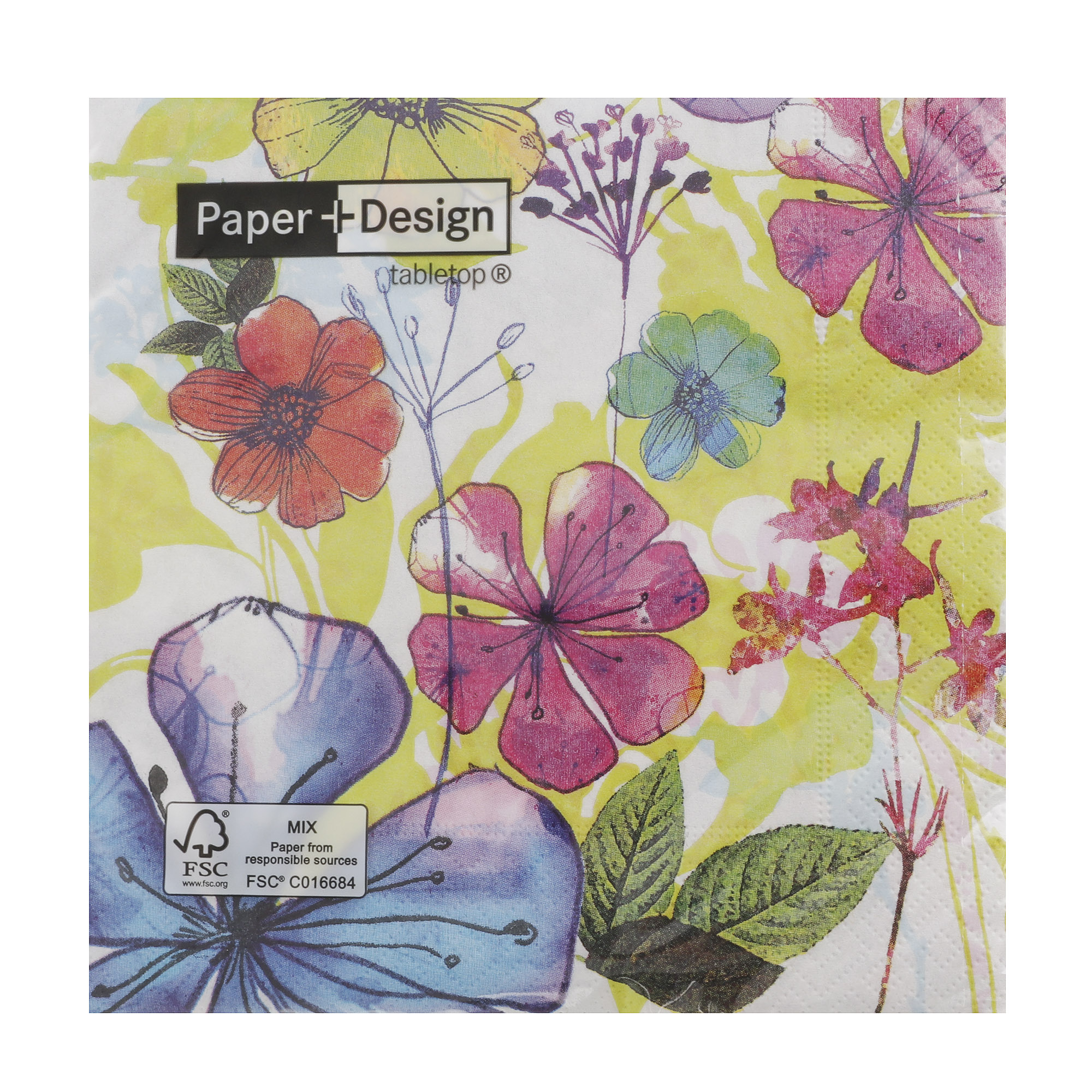Салфетки Paper+design 3-х слойные цветочный коллаж
