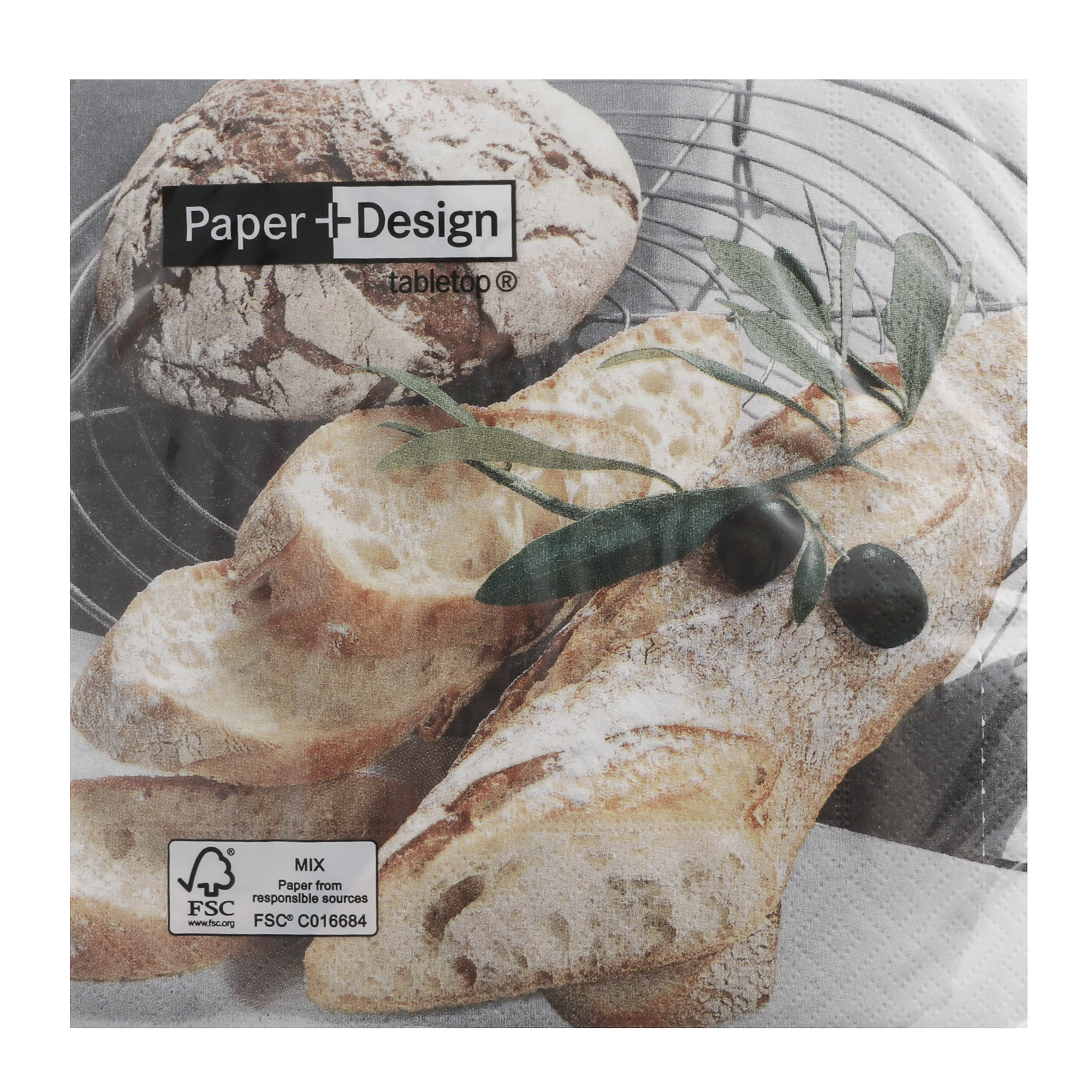 Салфетки Paper+design 3-х слойные свежий хлеб