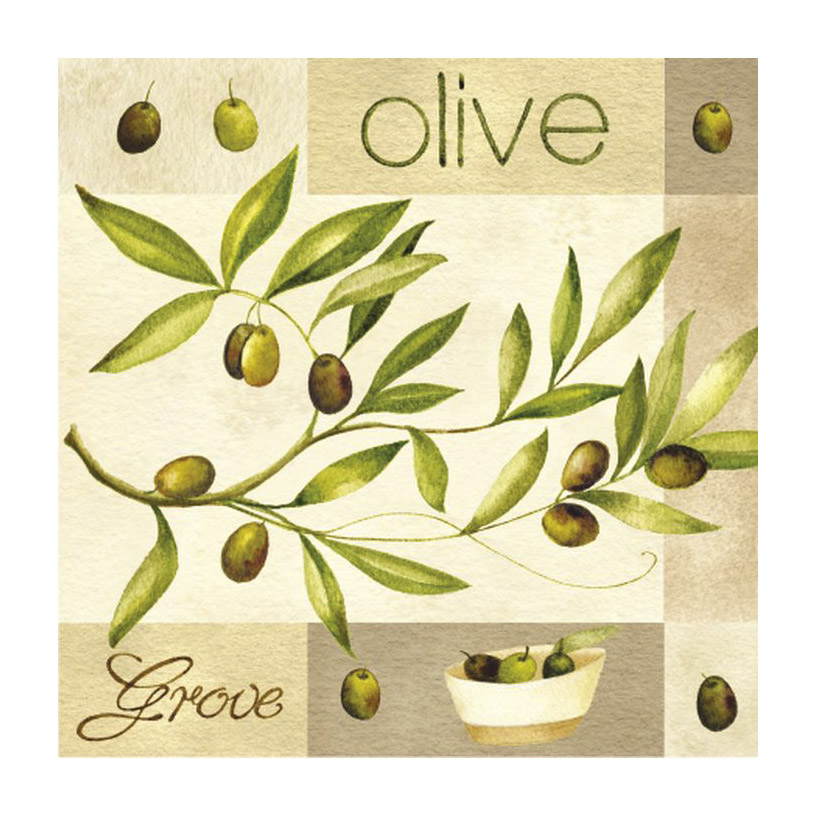 Салфетки для декупажа Paw Оливковый сад  трехслойные  33x33 см 20 шт, цвет коричневый - фото 1