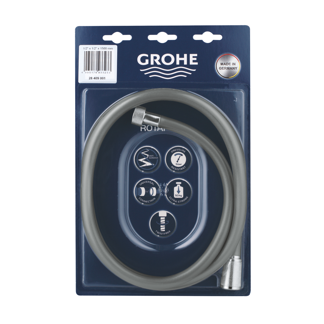 фото Шланг душевой grohe rotaflex 1500 мм, гладкий (28409001)