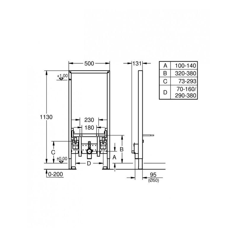 фото Инсталляция grohe rapid sl для подвесного биде 1.13 м