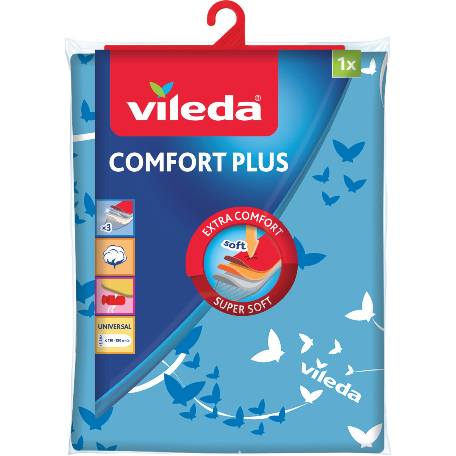 фото Чехол для гладильной доски vileda comfort plus 130х45 см (цвет голубой)