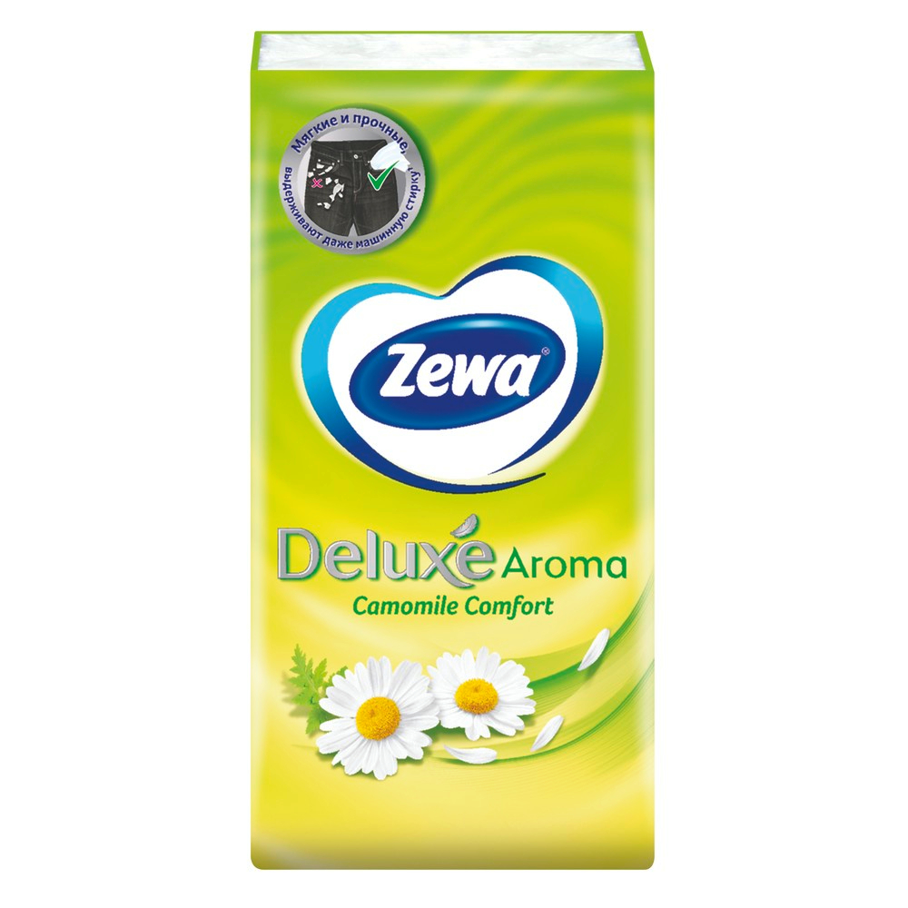 фото Носовые платки zewa одноразовые deluxe ромашка 10 шт