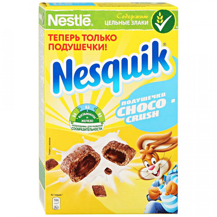 Подушечки Nesquik ChocoCrush злаковые с шоколадной начинкой, 220 г