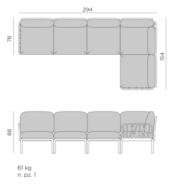 Диван с подушками Nardi Komodo бежевый (4037010141), размер 294х154х88 см - фото 2