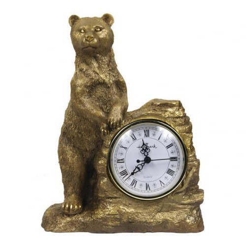 фото Часы каминные royal flame медведица античная бронза