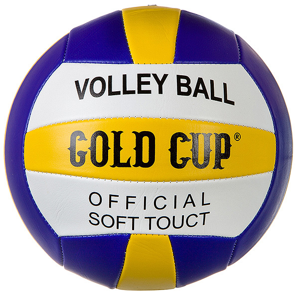 фото Мяч волейбольный ,280г, pvc,matt,2слоя,трехцветный,логотип "volleyball" gratwest