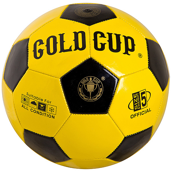 фото Мяч футбольный, №5, pvc, 250г, shine,1слой, gold cup жёлтый gratwest