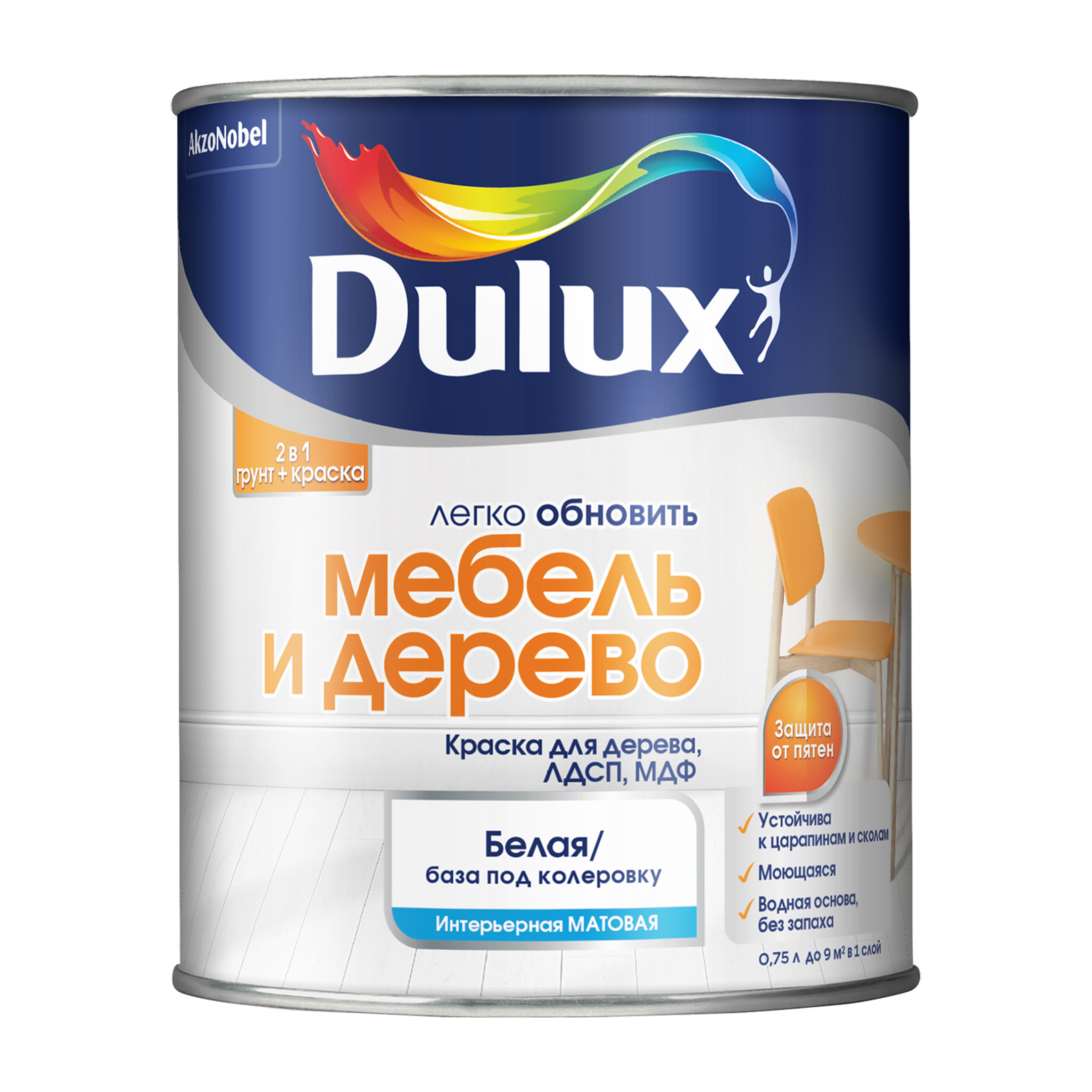 фото Краска dulux мебель и дерево 0.75 л bw