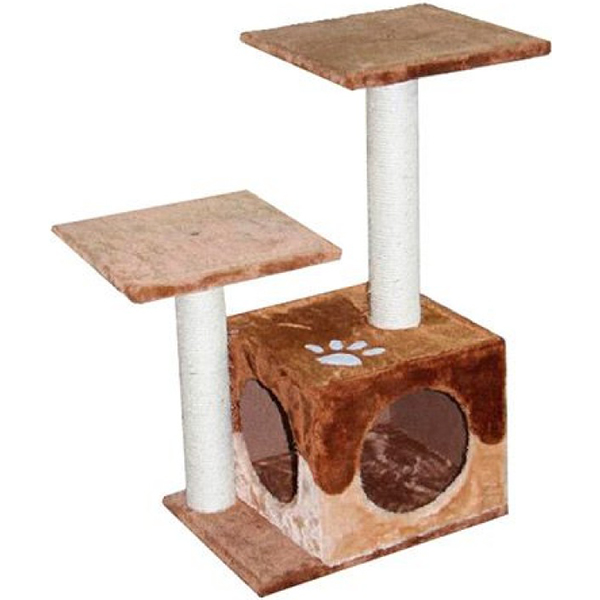 фото Когтеточка для кошек major домик с двумя входами и площадками бежево-коричневый