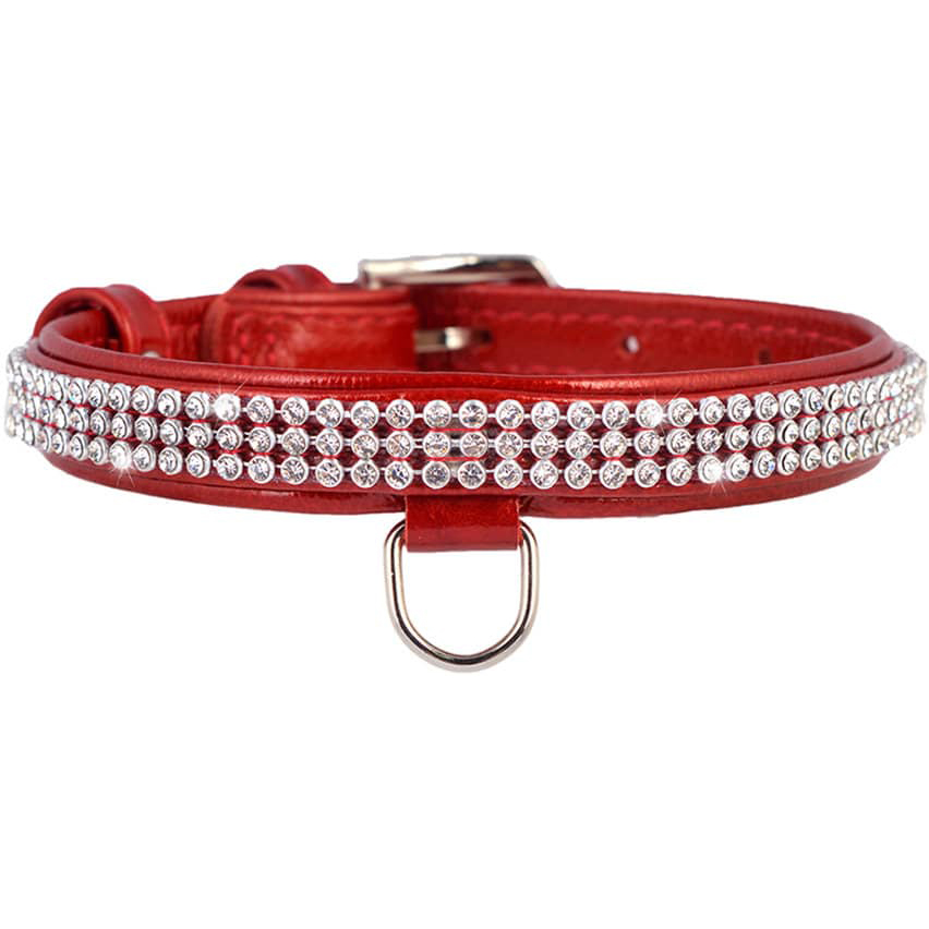 фото Ошейник для собак collar brilliance с украшением полотно страз 9 мм 19-25 см красный