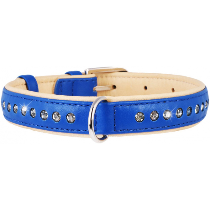 фото Ошейник для собак collar brilliance со стразами маленькими 15 мм21-27 см синий