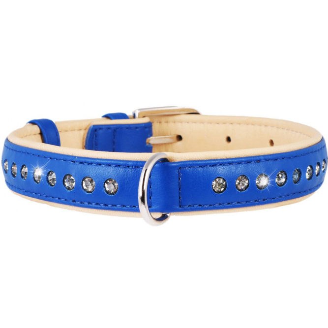 фото Ошейник для собак collar brilliance со стразами маленькими 15 мм 27-36 см синий